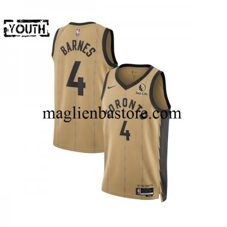 Maglia NBA Toronto Raptors Scottie Barnes 4 2023-2024 Nike City Edition Brown Swingman - Bambino